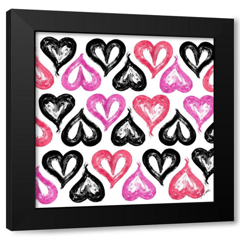 Heart Strokes Pattern Black Modern Wood Framed Art Print by Ritter, Gina