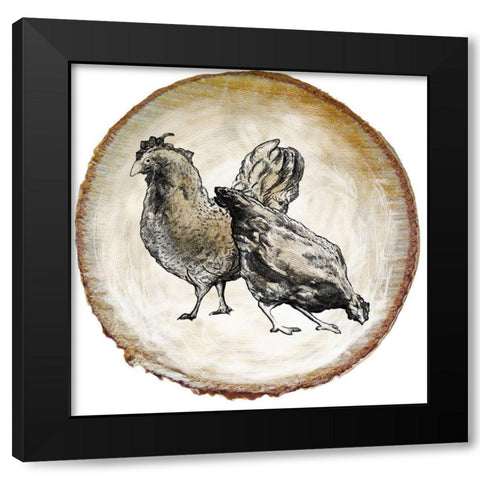 Barnyard Coop Circle V Black Modern Wood Framed Art Print with Double Matting by Diannart