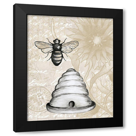 Bee Hives I Black Modern Wood Framed Art Print with Double Matting by Medley, Elizabeth