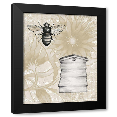 Bee Hives II Black Modern Wood Framed Art Print with Double Matting by Medley, Elizabeth