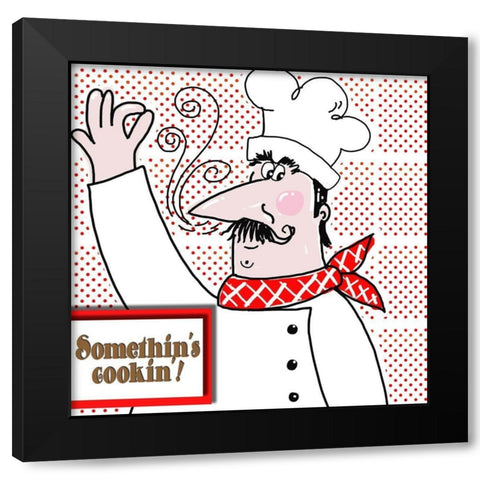 Bon Appetit Chef II Black Modern Wood Framed Art Print by Mosher, Deidre