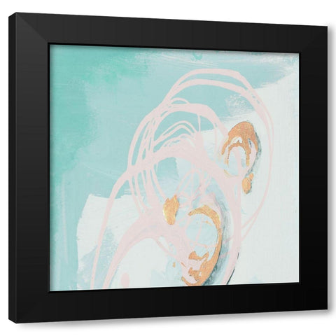 Spring Breeze Pink and Turquoise I Black Modern Wood Framed Art Print with Double Matting by Pinto, Patricia