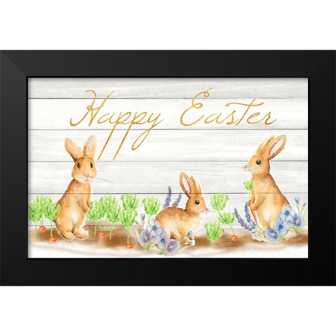 Happy Easter Bunnies (rectangle) Black Modern Wood Framed Art Print by Metz, Andi