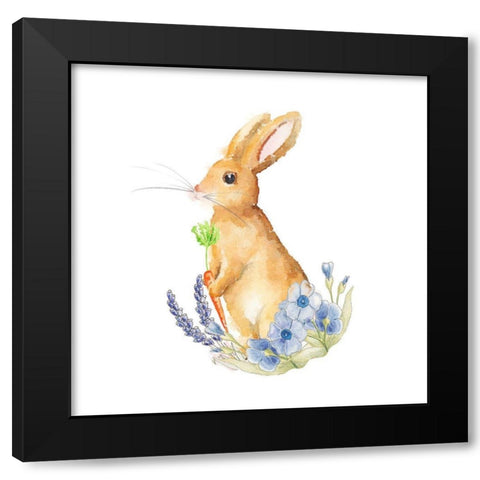 Spring Bunny I Black Modern Wood Framed Art Print by Metz, Andi