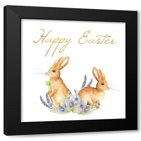 Happy Easter Spring Bunny II Black Modern Wood Framed Art Print by Metz, Andi