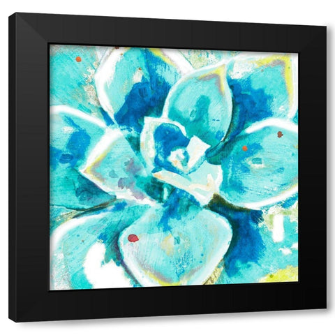 Aqua Succulent Close Up Black Modern Wood Framed Art Print by Pinto, Patricia