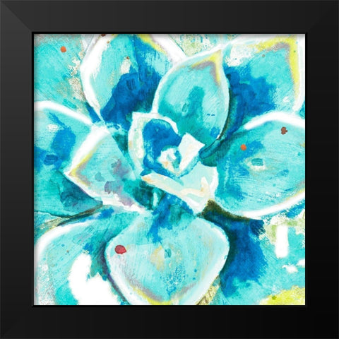 Aqua Succulent Close Up Black Modern Wood Framed Art Print by Pinto, Patricia