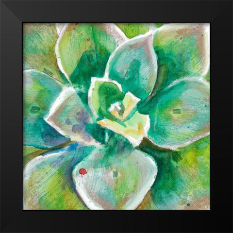 Green Succulent Close Up Black Modern Wood Framed Art Print by Pinto, Patricia