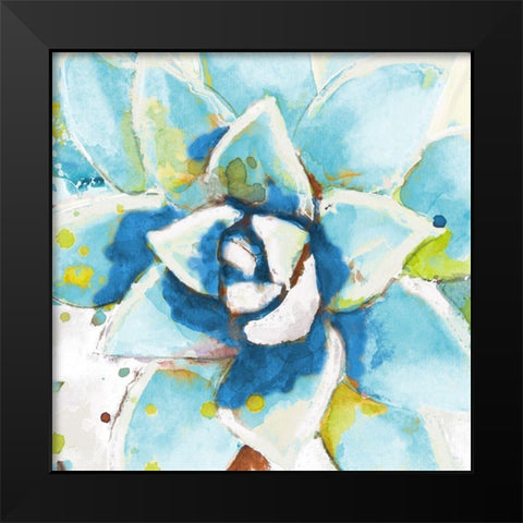 Cool Aqua Succulent Close Up Black Modern Wood Framed Art Print by Pinto, Patricia