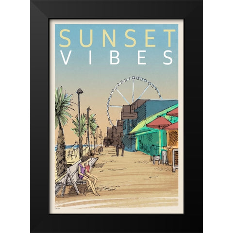 Sunset Vibes Black Modern Wood Framed Art Print by Loreth, Lanie