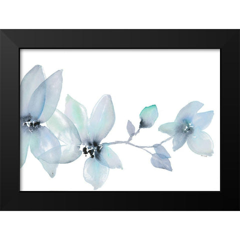 Blue Blooming Whispers I Black Modern Wood Framed Art Print by Loreth, Lanie