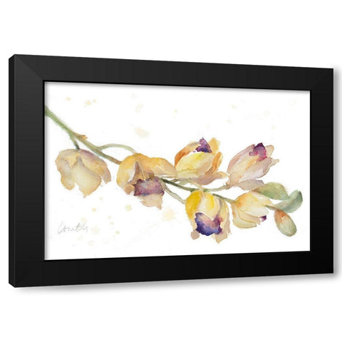 Orchid Bud Branch Black Modern Wood Framed Art Print with Double Matting by Loreth, Lanie