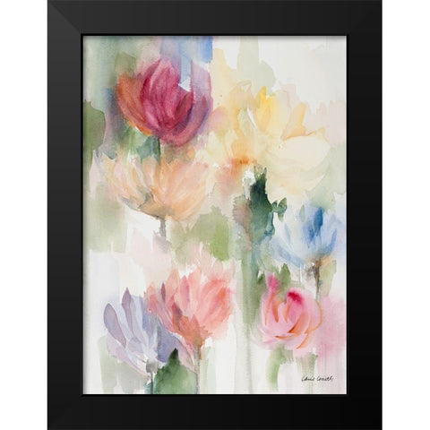 Gardening in the Rain Black Modern Wood Framed Art Print by Loreth, Lanie