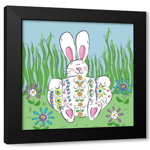 Rabbit Easter Egg Black Modern Wood Framed Art Print by Mosher, Deidre
