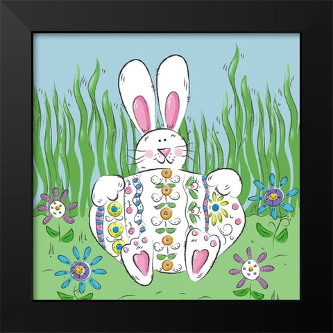 Rabbit Easter Egg Black Modern Wood Framed Art Print by Mosher, Deidre