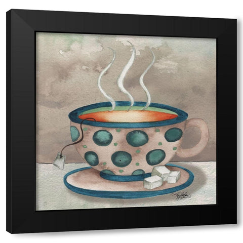Steaming Tea Black Modern Wood Framed Art Print with Double Matting by Baker, Mary Beth