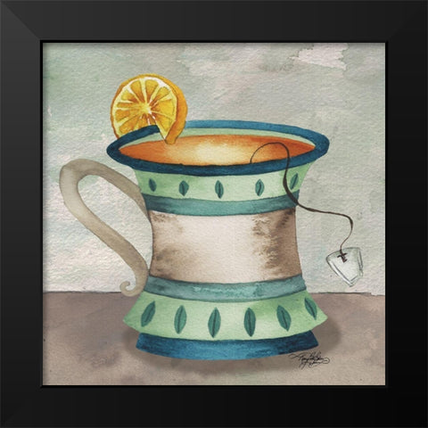 Cooling Tea Black Modern Wood Framed Art Print by Baker, Mary Beth