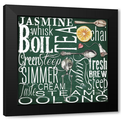 Drink Typography Forest Green Black Modern Wood Framed Art Print with Double Matting by Baker, Mary Beth