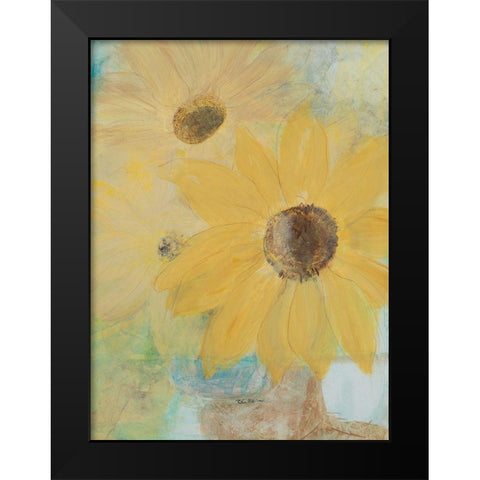 Big Sunflowers Black Modern Wood Framed Art Print by Maria, Robin