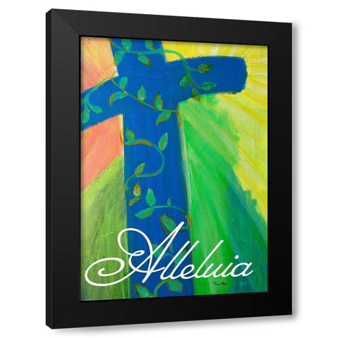 Alleluia Cross Black Modern Wood Framed Art Print by Maria, Robin