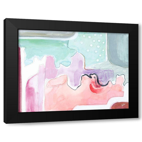 Pink Mountains Black Modern Wood Framed Art Print by Pinto, Patricia