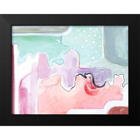 Pink Mountains Black Modern Wood Framed Art Print by Pinto, Patricia