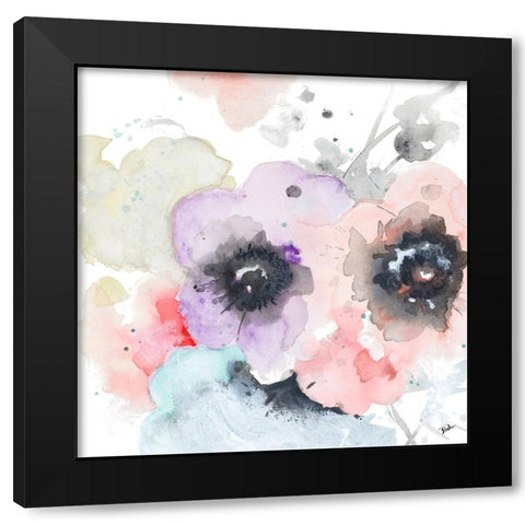 Flores Square Black Modern Wood Framed Art Print by Pinto, Patricia