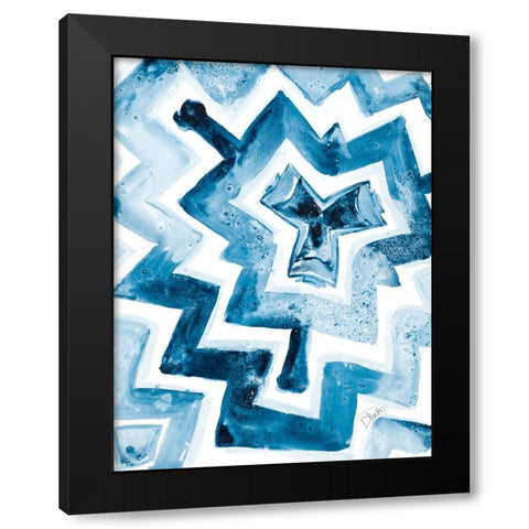 Navy Blue Pattern I Black Modern Wood Framed Art Print with Double Matting by Pinto, Patricia