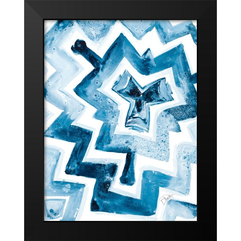 Navy Blue Pattern I Black Modern Wood Framed Art Print by Pinto, Patricia