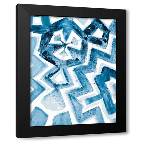 Navy Blue Pattern II Black Modern Wood Framed Art Print with Double Matting by Pinto, Patricia