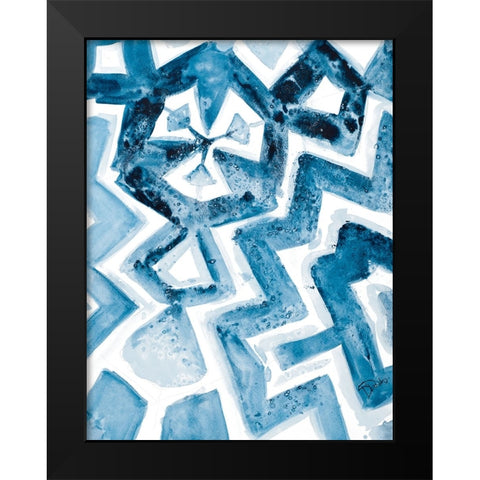 Navy Blue Pattern II Black Modern Wood Framed Art Print by Pinto, Patricia