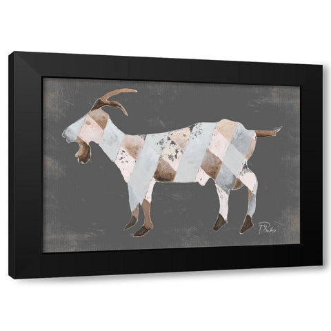 Rustic Plaid Goat Black Modern Wood Framed Art Print by Pinto, Patricia