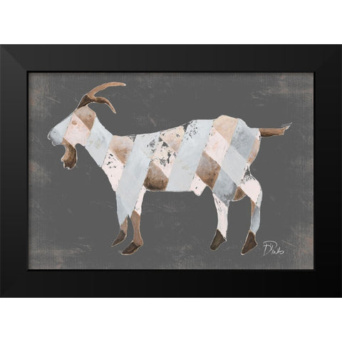 Rustic Plaid Goat Black Modern Wood Framed Art Print by Pinto, Patricia