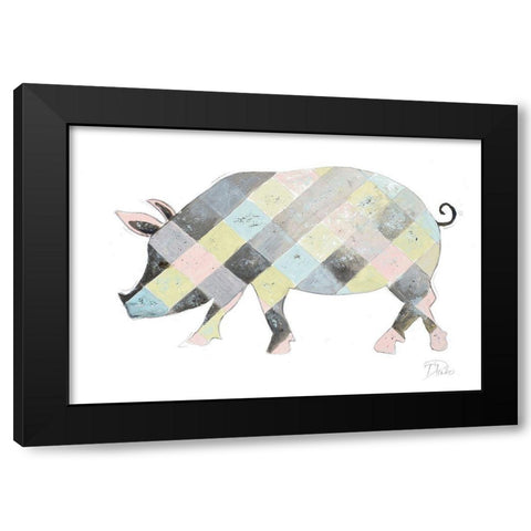 The Plaid Pig Black Modern Wood Framed Art Print by Pinto, Patricia