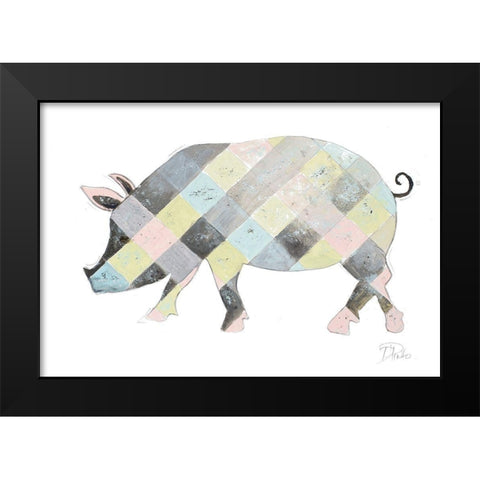The Plaid Pig Black Modern Wood Framed Art Print by Pinto, Patricia