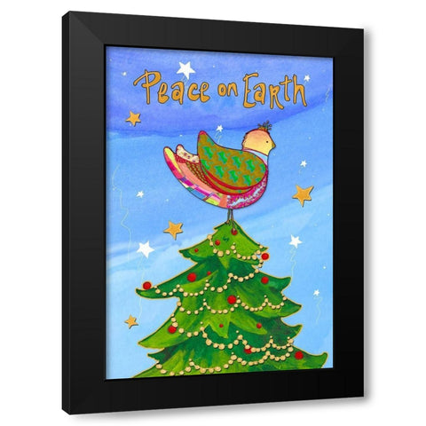 Peace on Earth Birds I Black Modern Wood Framed Art Print by Diannart