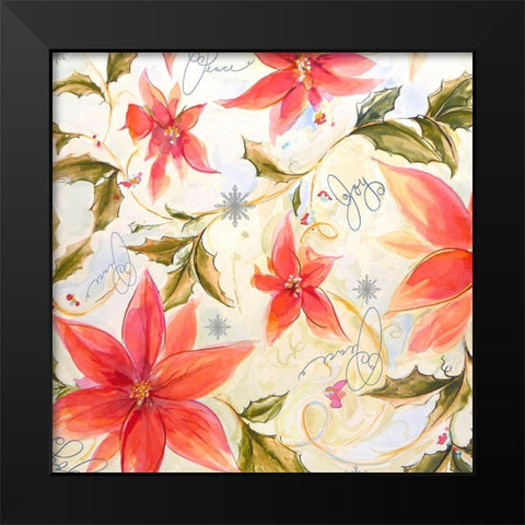 Watercolor Poinsettia Square Black Modern Wood Framed Art Print by Diannart