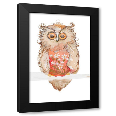 Morning Owl Black Modern Wood Framed Art Print by Diannart
