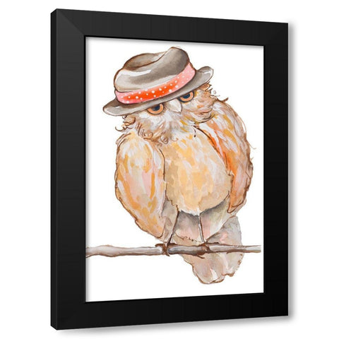 Jazzy Owl Black Modern Wood Framed Art Print by Diannart