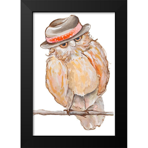 Jazzy Owl Black Modern Wood Framed Art Print by Diannart