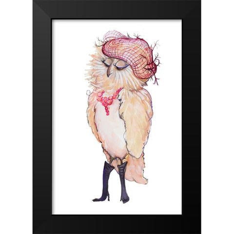 Fashionista Owl Black Modern Wood Framed Art Print by Diannart