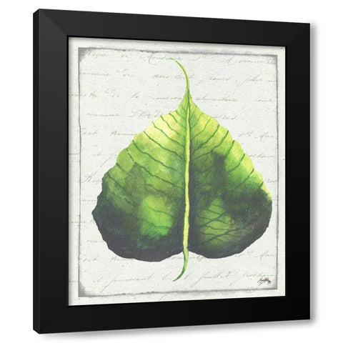 Emerald Leaf II Black Modern Wood Framed Art Print with Double Matting by Medley, Elizabeth