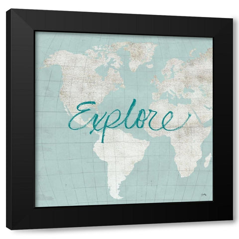 Explore The World Black Modern Wood Framed Art Print with Double Matting by Medley, Elizabeth