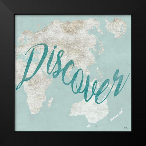 Teal Discover Map II Black Modern Wood Framed Art Print by Medley, Elizabeth