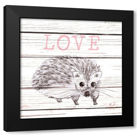 Hedgehog Love Black Modern Wood Framed Art Print with Double Matting by Metz, Andi