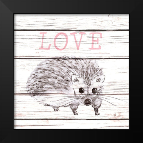 Hedgehog Love Black Modern Wood Framed Art Print by Metz, Andi