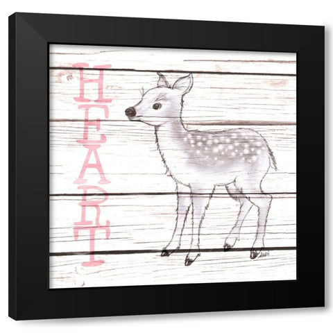 Deer Heart Black Modern Wood Framed Art Print with Double Matting by Metz, Andi