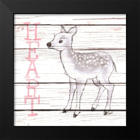 Deer Heart Black Modern Wood Framed Art Print by Metz, Andi