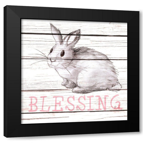 Rabbit Blessing Black Modern Wood Framed Art Print with Double Matting by Metz, Andi
