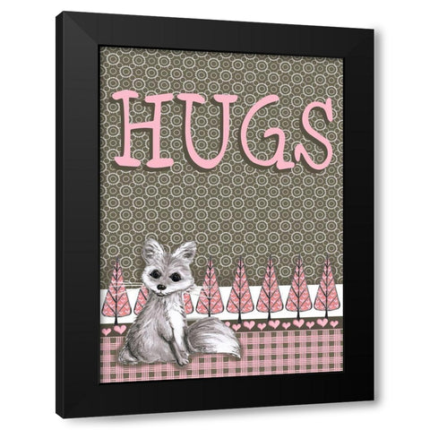Fox Hugs Black Modern Wood Framed Art Print with Double Matting by Metz, Andi